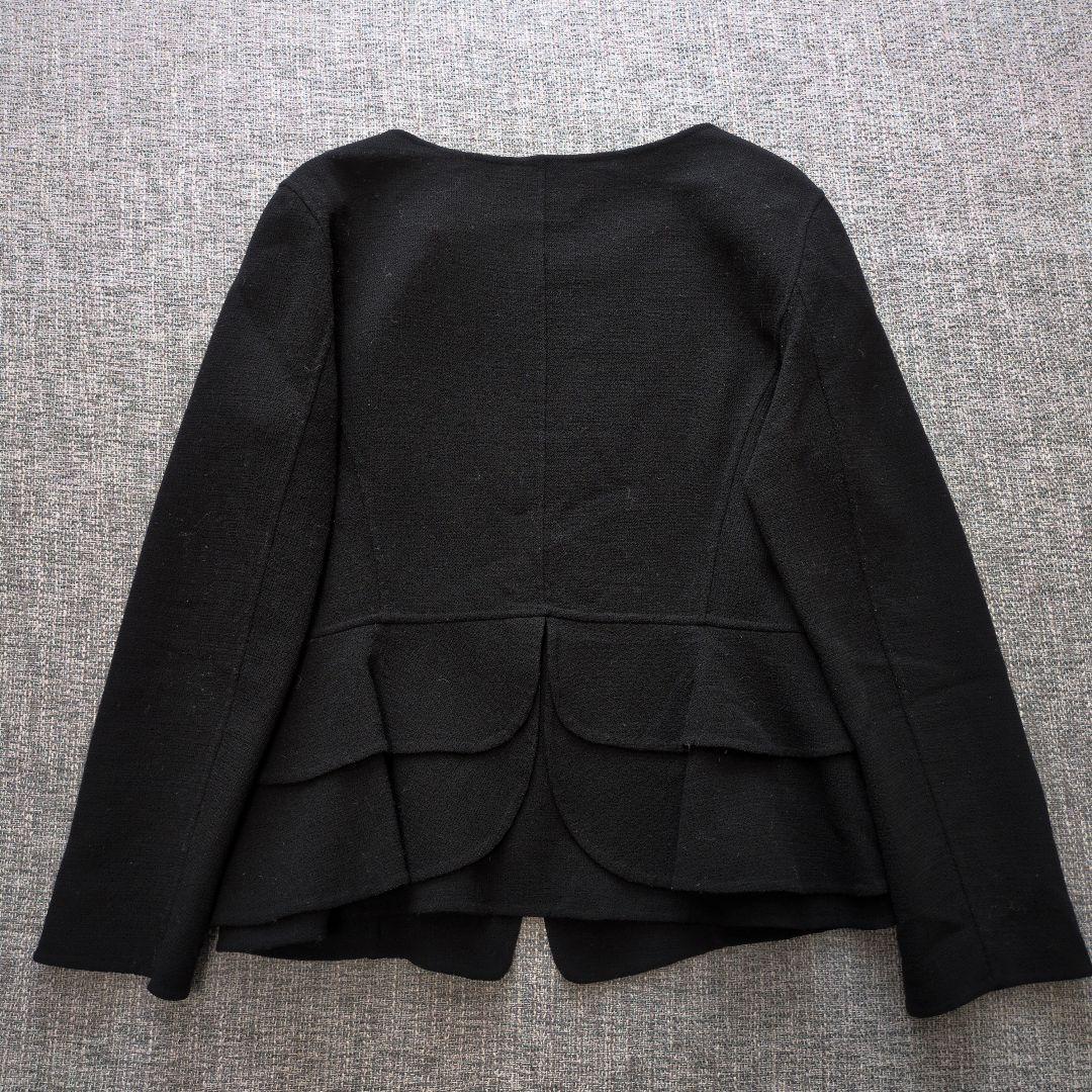 アルマーニ　国内正規　ウール　ペプラム　ノーカラーニットジャケット　美シルエット