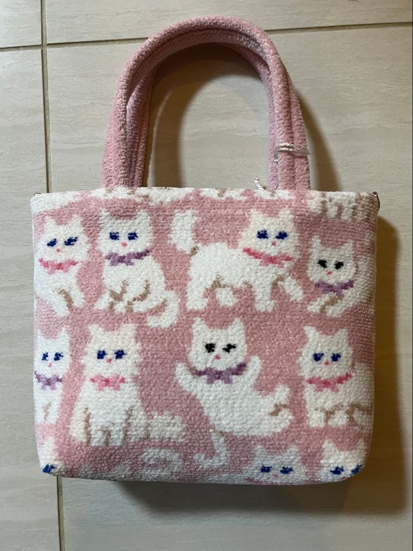 新品未使用　フェイラー　ラブラリー　モフモフネコチャン　バッグ　ペールピンク