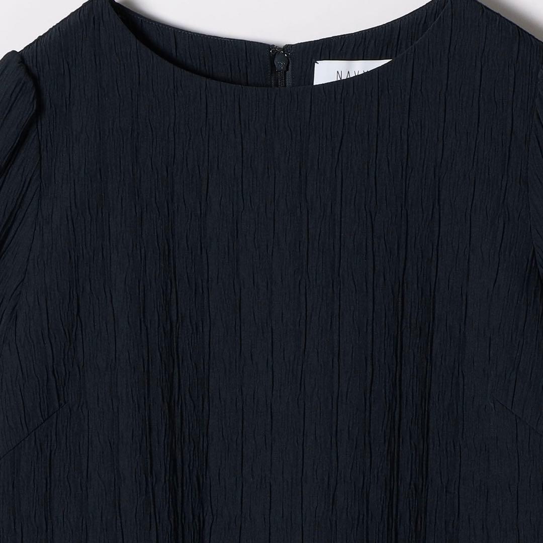 【完売品】SHIPS anyジャカードウエストタック ノーカラーワンピース