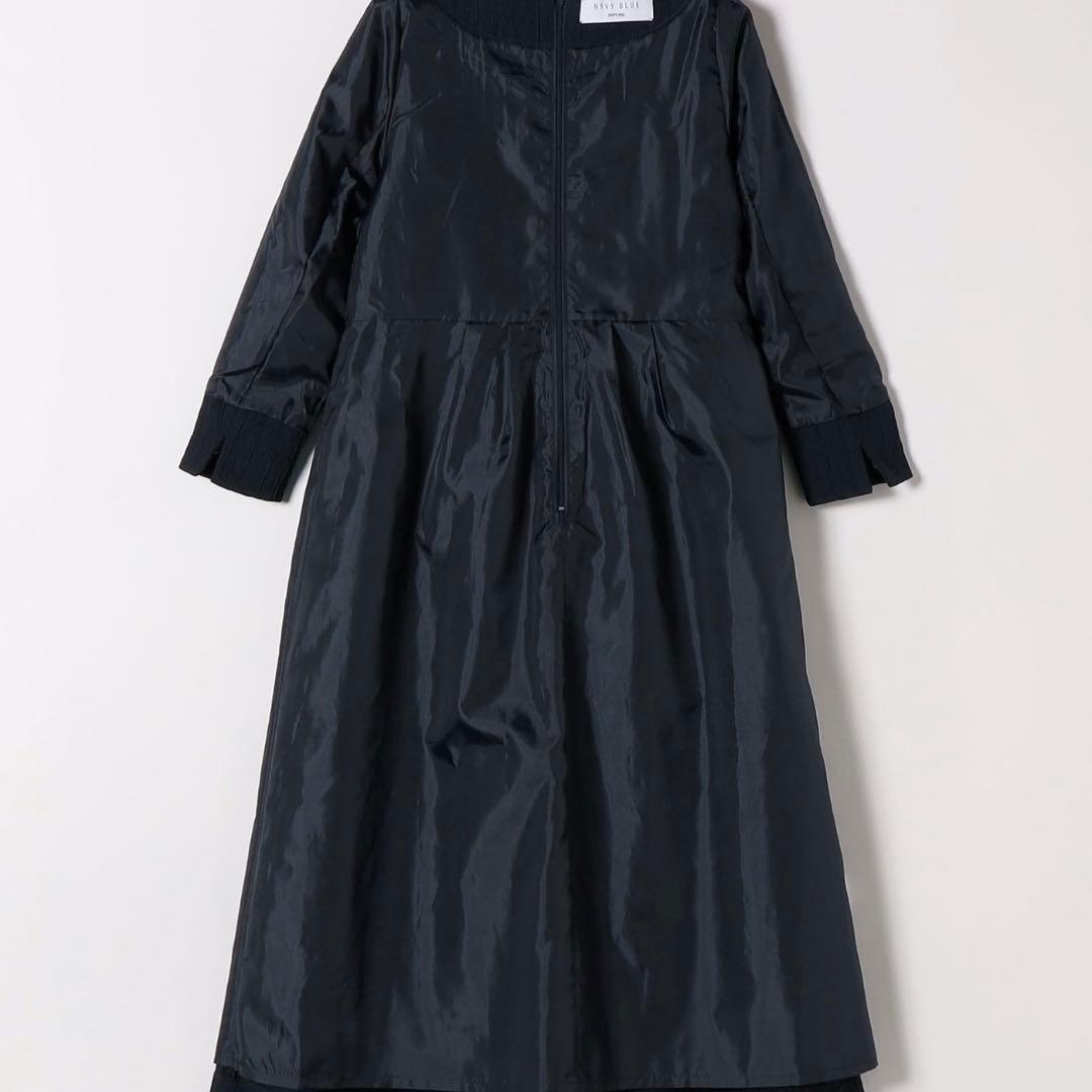 【完売品】SHIPS anyジャカードウエストタック ノーカラーワンピース