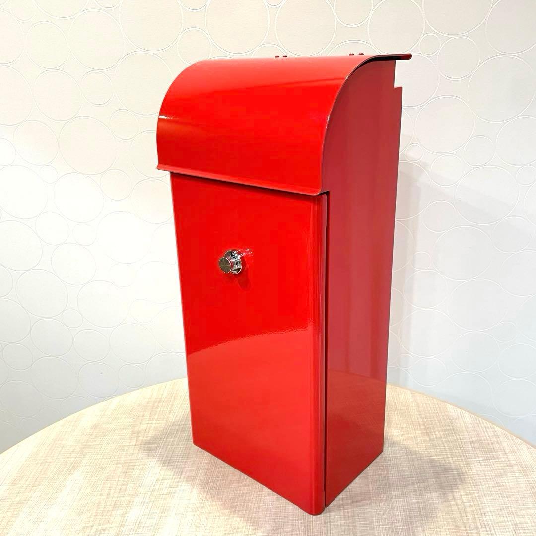 【未使用】フィール2 スタンド式ポスト 右勝手 郵便ポスト 大型投函 鍵付き 赤