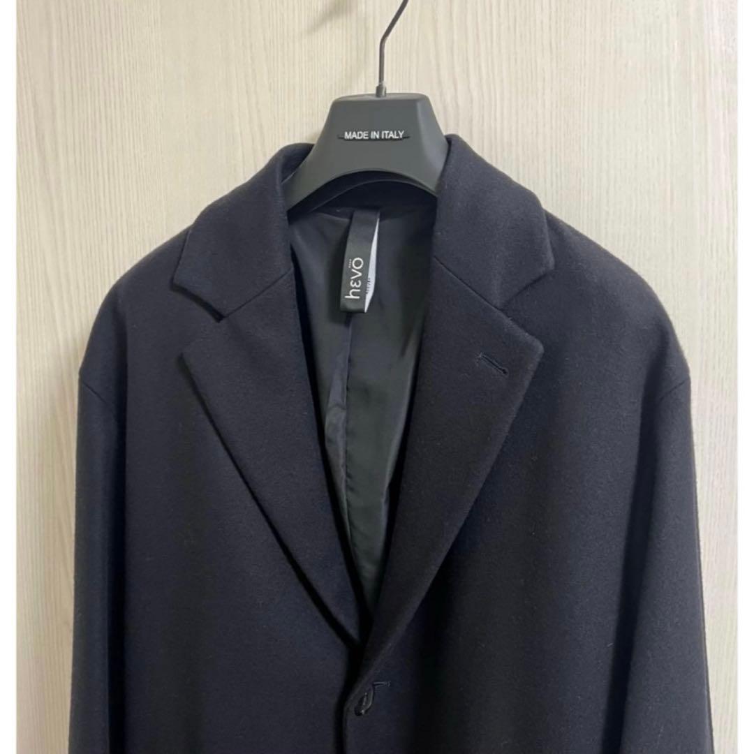 美品 hevo 48 L ネイビー ベルテッドコート 48 メンズビギ別注