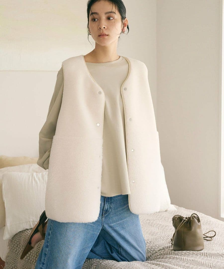 新品✩ボア*フェイクムートン リバーシブルベスト