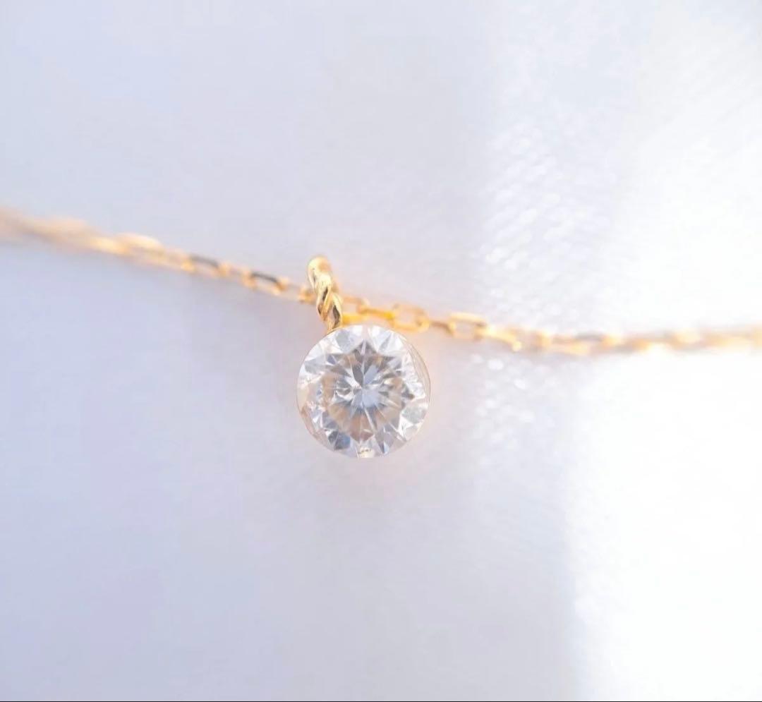 agete　アガット　K18　ネックレス ダイヤモンド 0.2ct