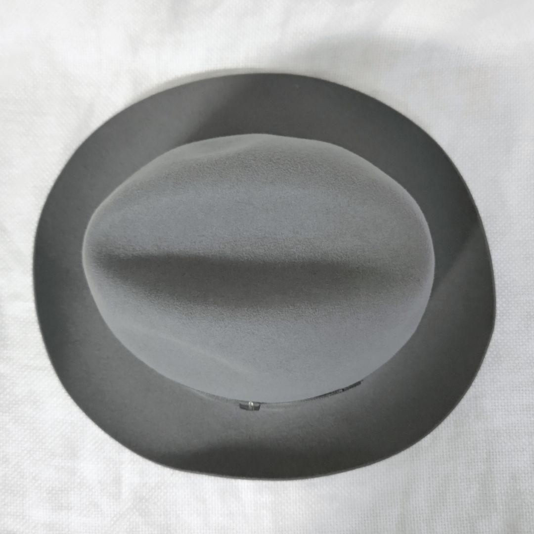 ボルサリーノBorsalinoラビットファーフェルト中折れハット帽子57グレー