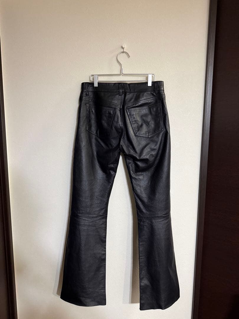 DIESEL ブラックレザー フレアパンツ