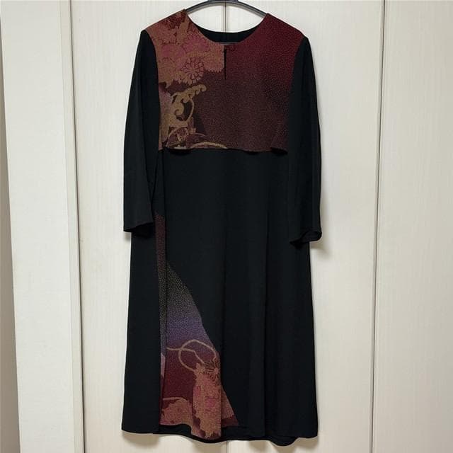 【未使用】 詩仙堂 BY HITOSHI 花柄 長袖 ロングワンピース 和 花柄