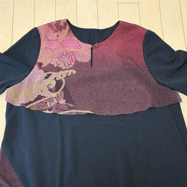 【未使用】 詩仙堂 BY HITOSHI 花柄 長袖 ロングワンピース 和 花柄