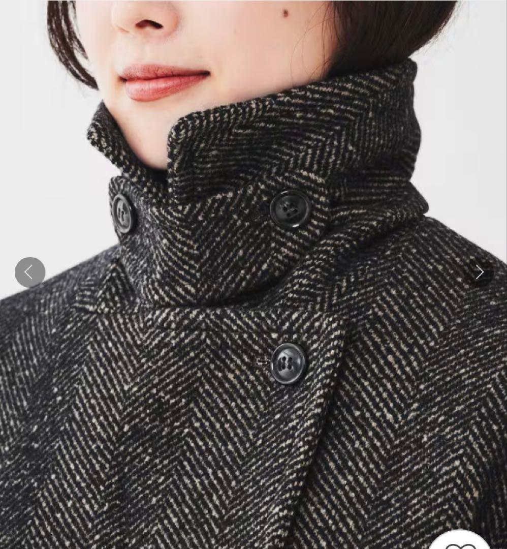 アンタイトル【日本製/ゆったり】ミドル丈へリンボーンPコート