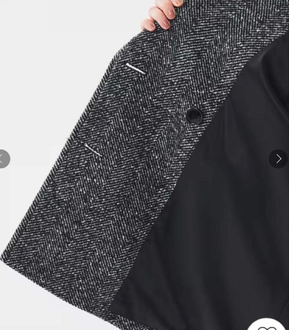 アンタイトル【日本製/ゆったり】ミドル丈へリンボーンPコート