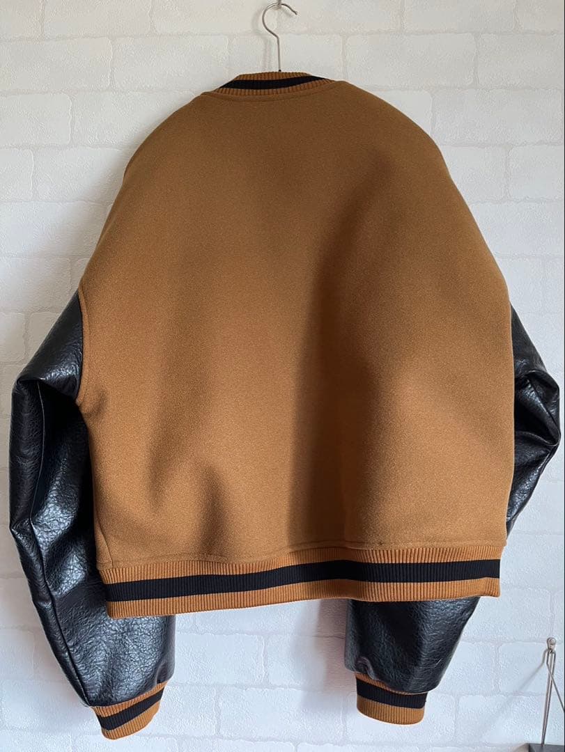 スタジャン ブラウン/ブラック ウール/レザー