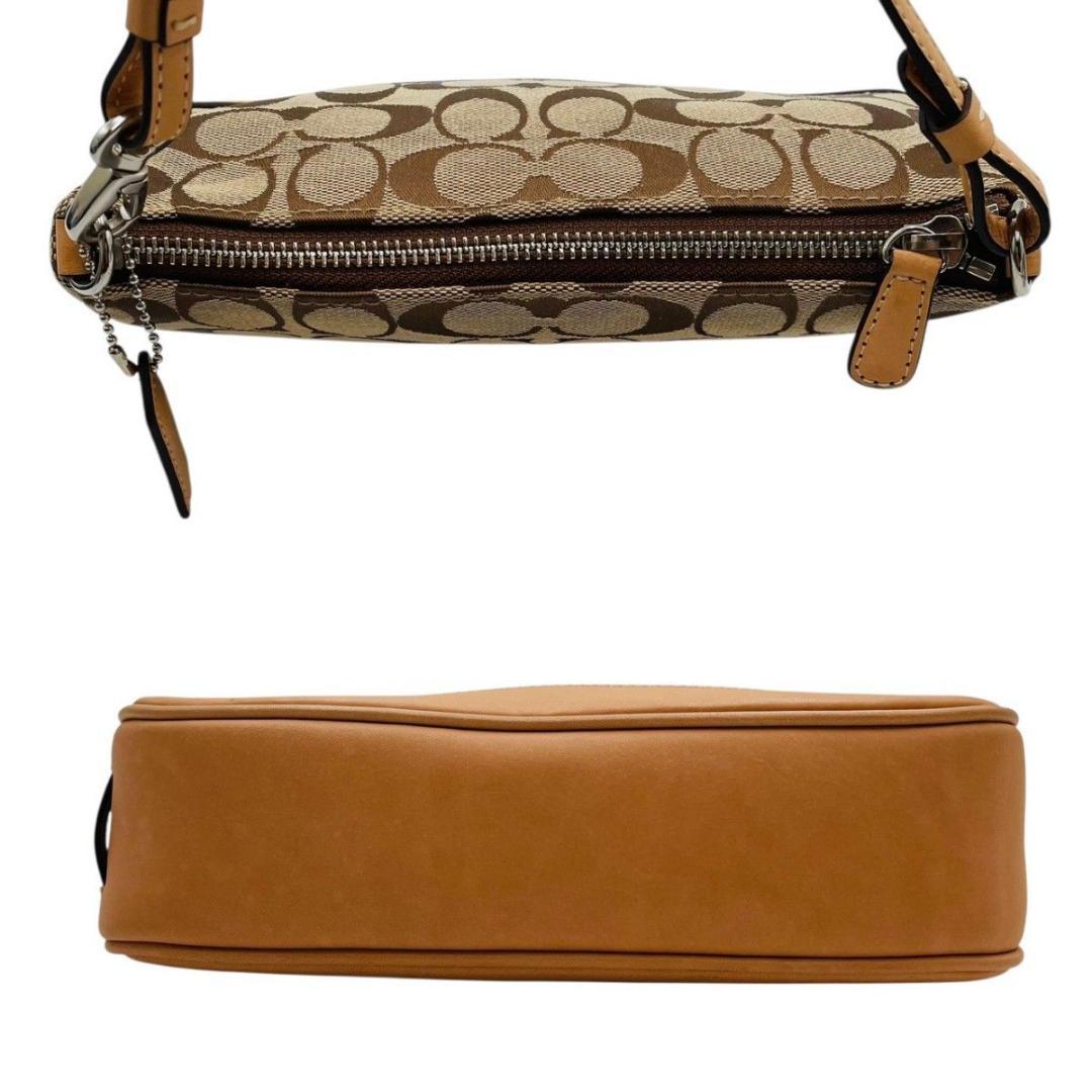 美品 コーチ ハンドバッグ アクセサリーポーチ ショルダー ブラウン キャンバス