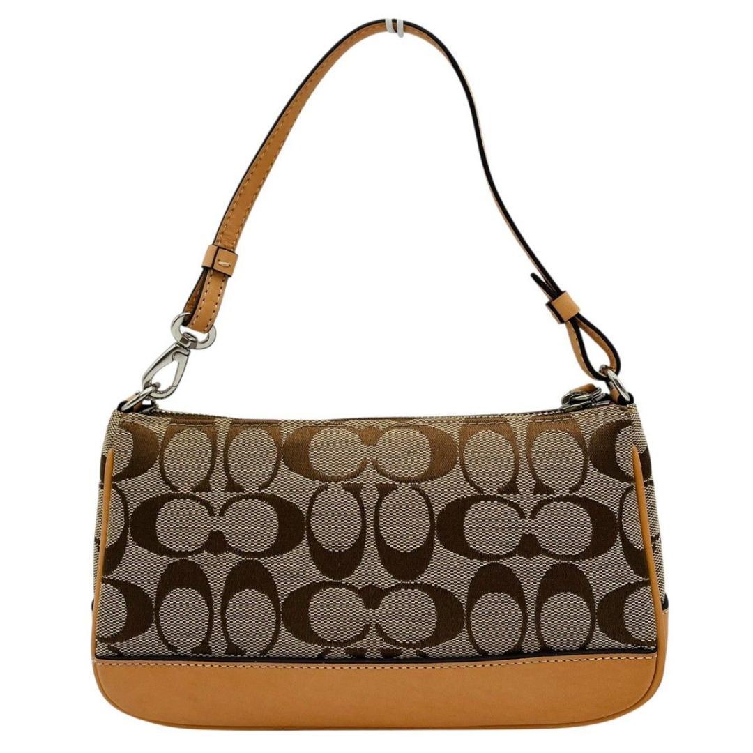 美品 コーチ ハンドバッグ アクセサリーポーチ ショルダー ブラウン キャンバス