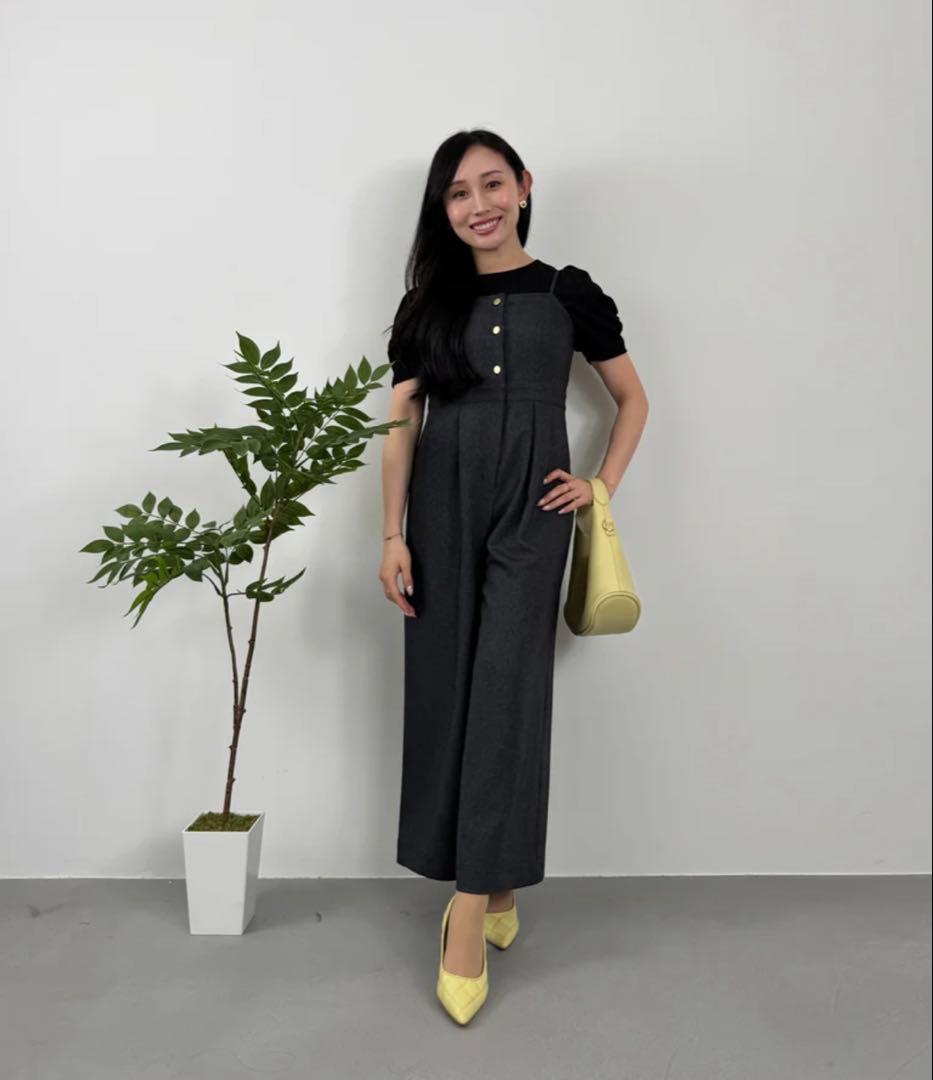 COHINA デニムライクキャミサロペット regular ブラックインディゴ