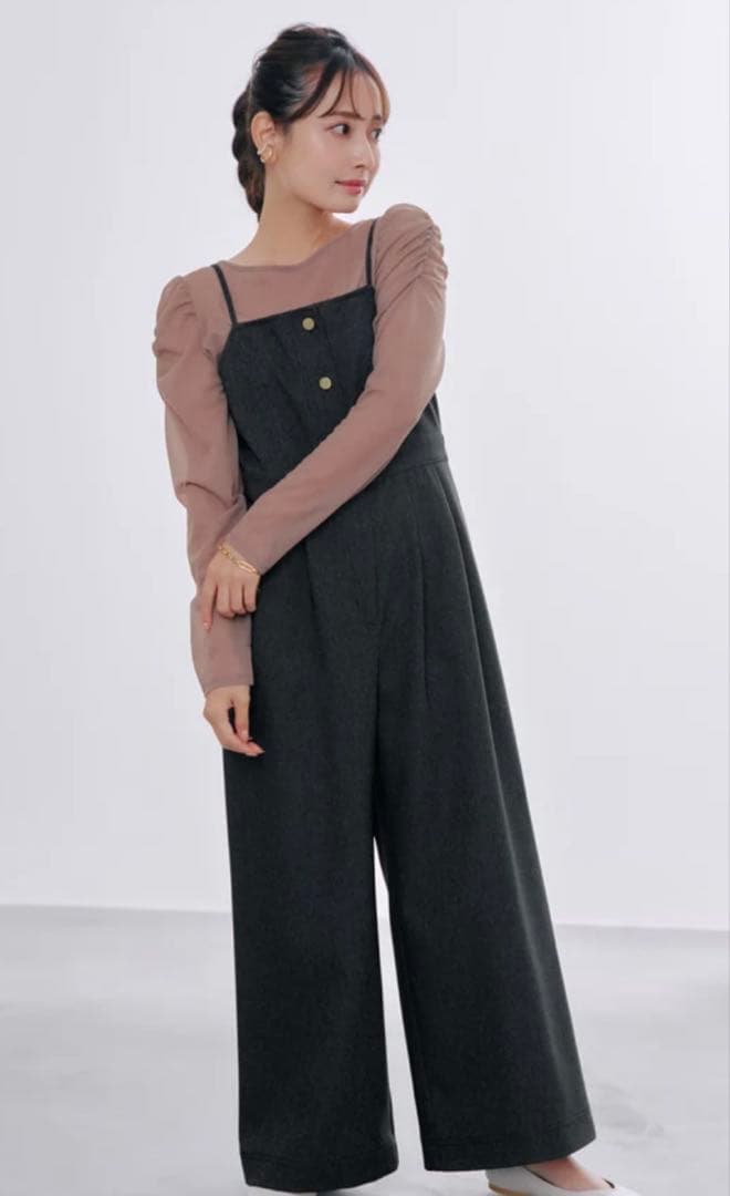 COHINA デニムライクキャミサロペット regular ブラックインディゴ