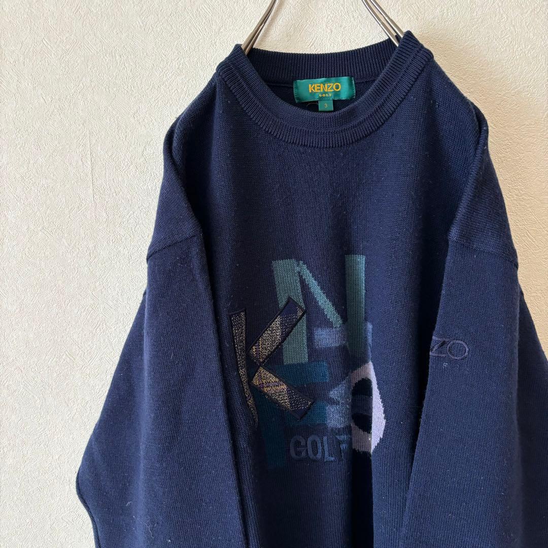 KENZO ゴルフ ケンゾー 刺繍 セーター ネイビー