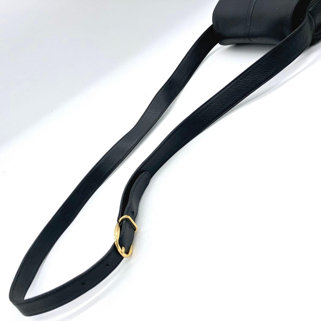 【GUCCI】ショルダーバッグ　ホースビット　レザー　ネイビー　ポシェット