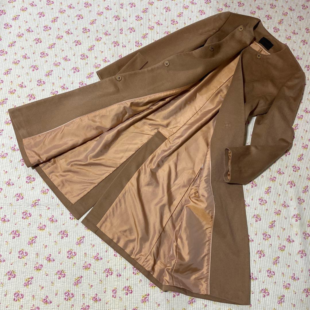 トゥモローランド 36 ノーカラー ロングコート カシミヤ100% DMW