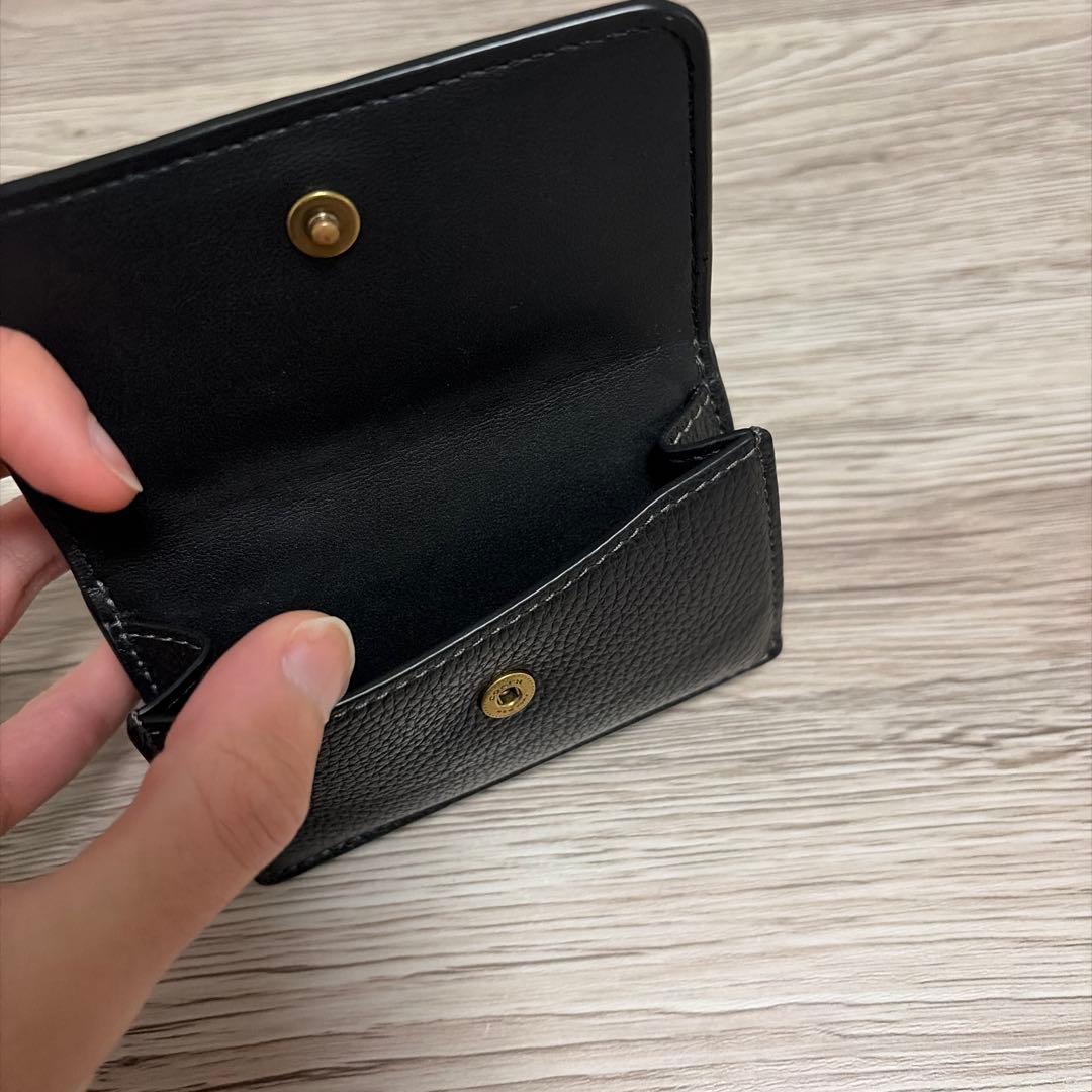 COACH ミニトライフォールド 黒 レザー 三つ折り財布