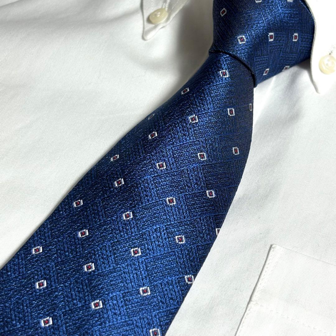 Ermenegildo Zegna ネクタイ ブルー系 パターン柄 光沢