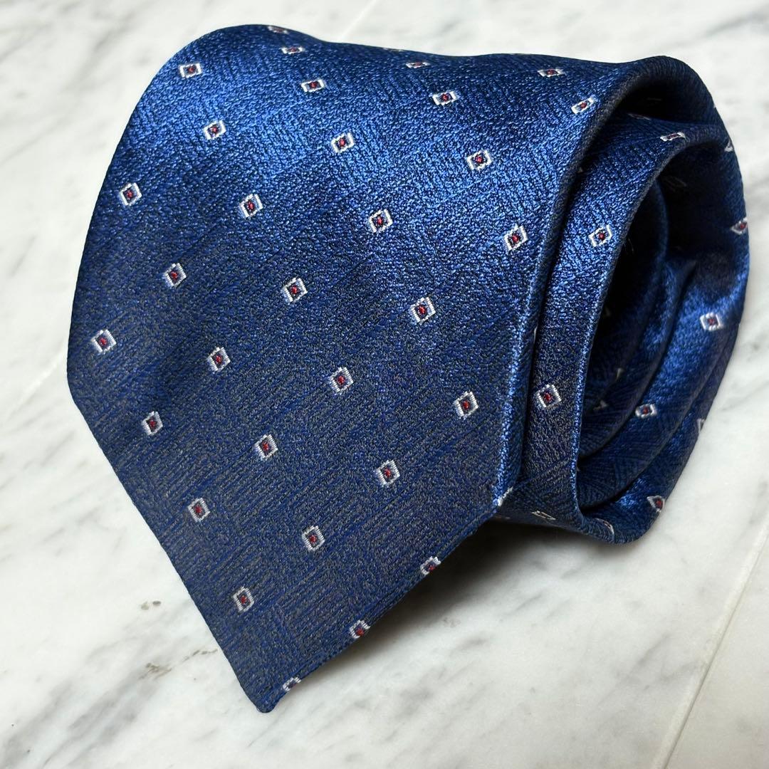 Ermenegildo Zegna ネクタイ ブルー系 パターン柄 光沢
