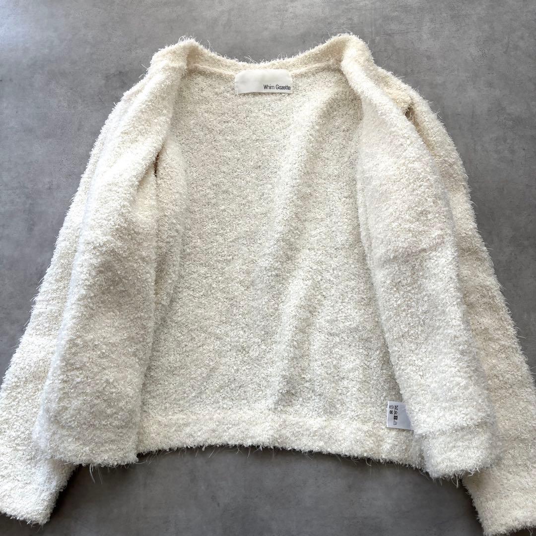 人気 ウィムガゼット ニット ツイード カーディガン ジャケット 白 ホワイト