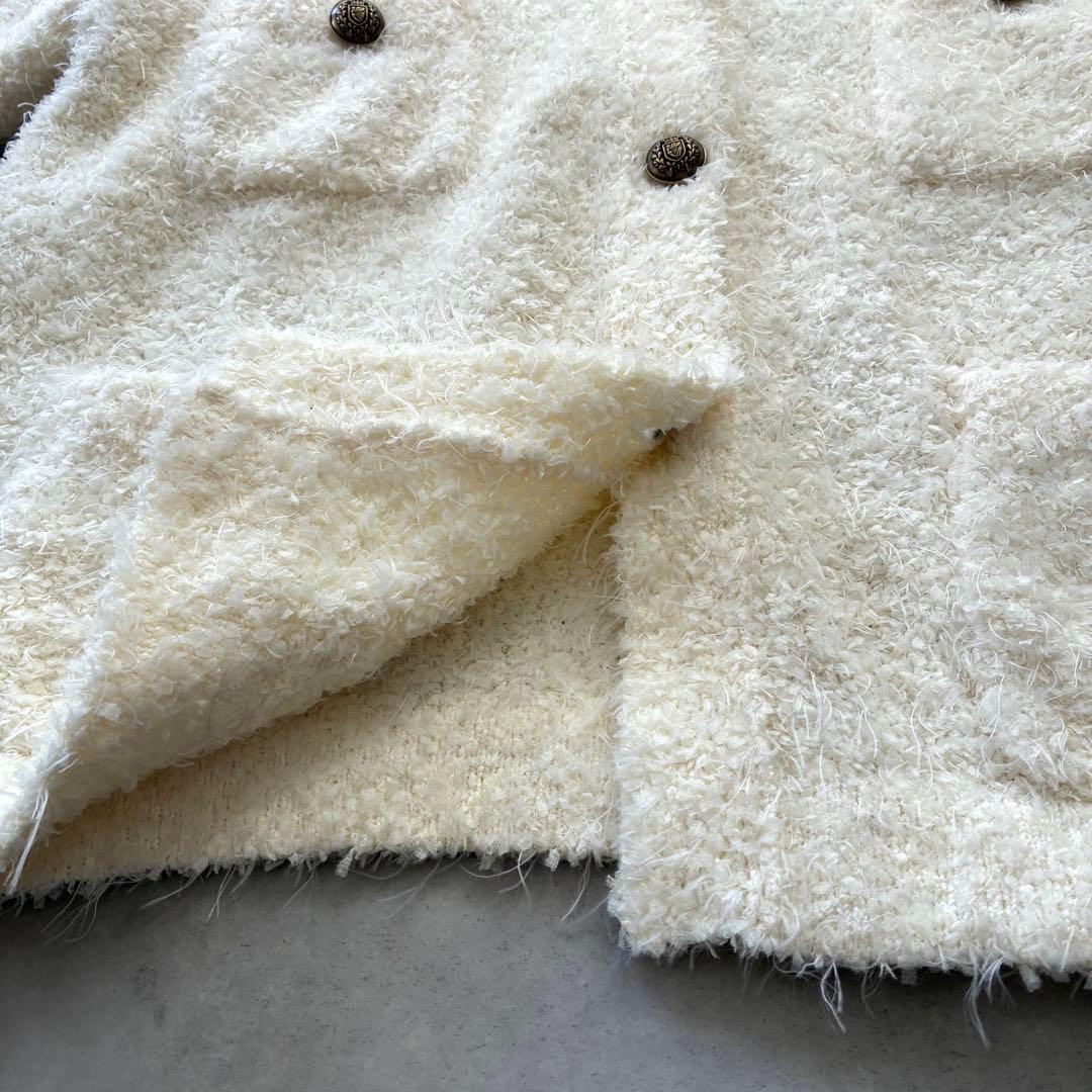 人気 ウィムガゼット ニット ツイード カーディガン ジャケット 白 ホワイト