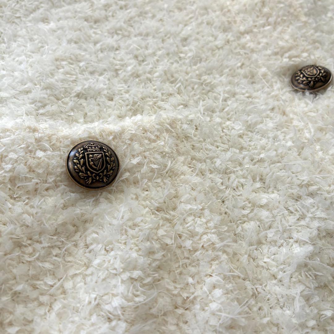 人気 ウィムガゼット ニット ツイード カーディガン ジャケット 白 ホワイト