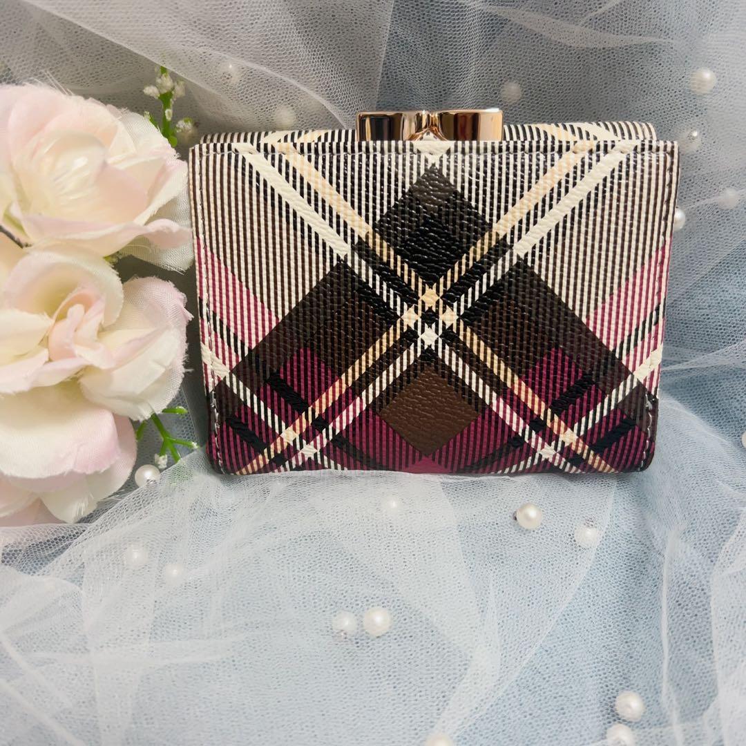 VivienneWestwoodチェック柄 三つ折り財布 ピンク/ブラック