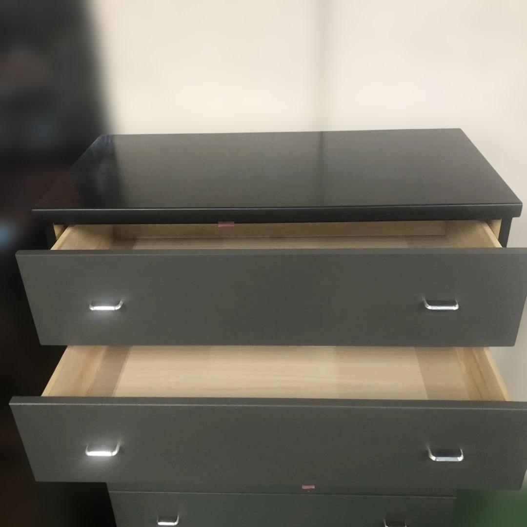 ダークグレー木製チェスト 6段引き出し タンス 収納 家具