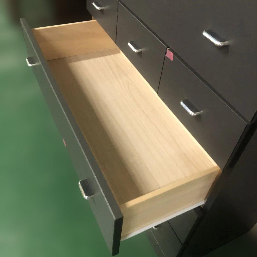 ダークグレー木製チェスト 6段引き出し タンス 収納 家具