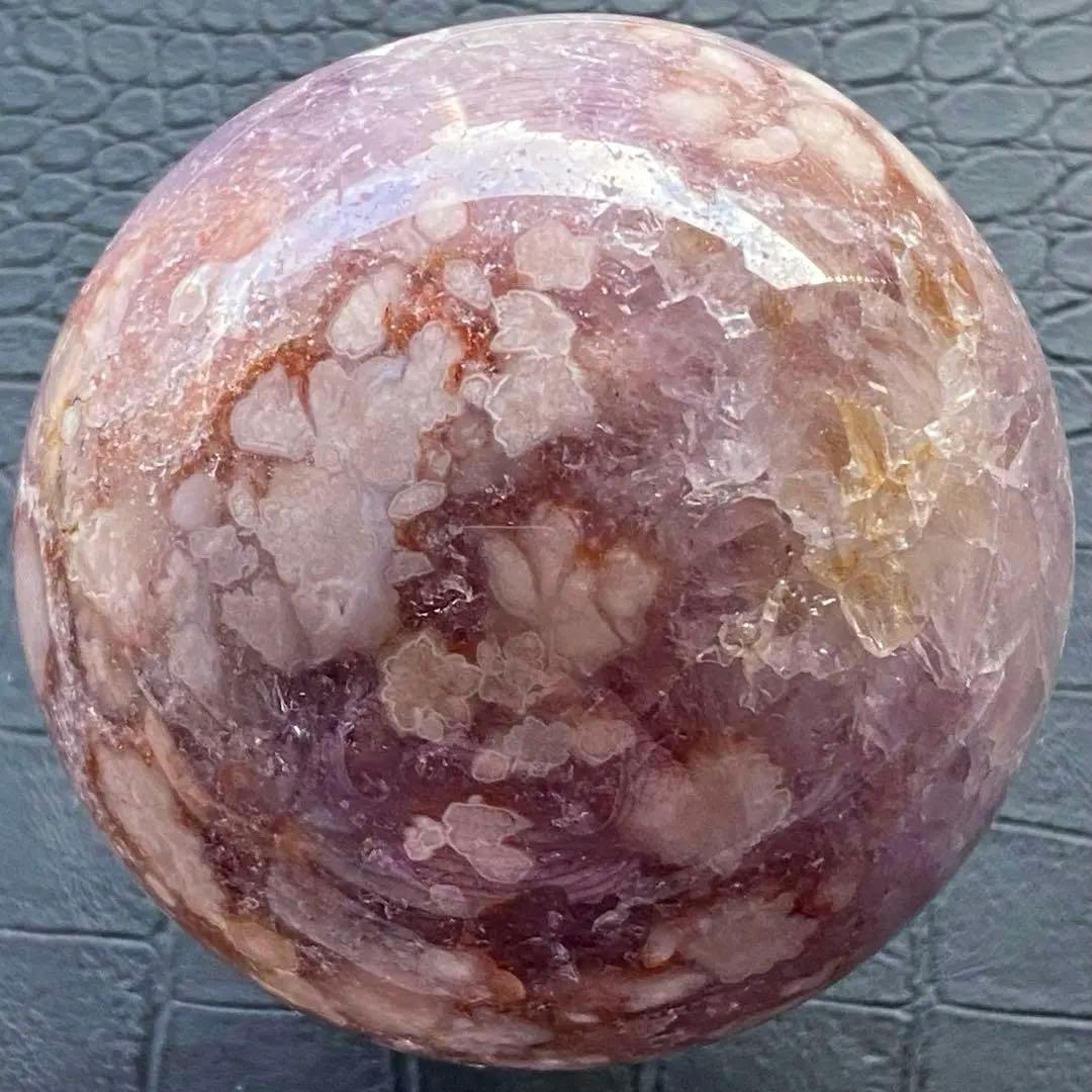 美しいパープルピンク❣️\"ピンクアメジスト&桜めのう\"の大玉73.5mmスフィア❣️