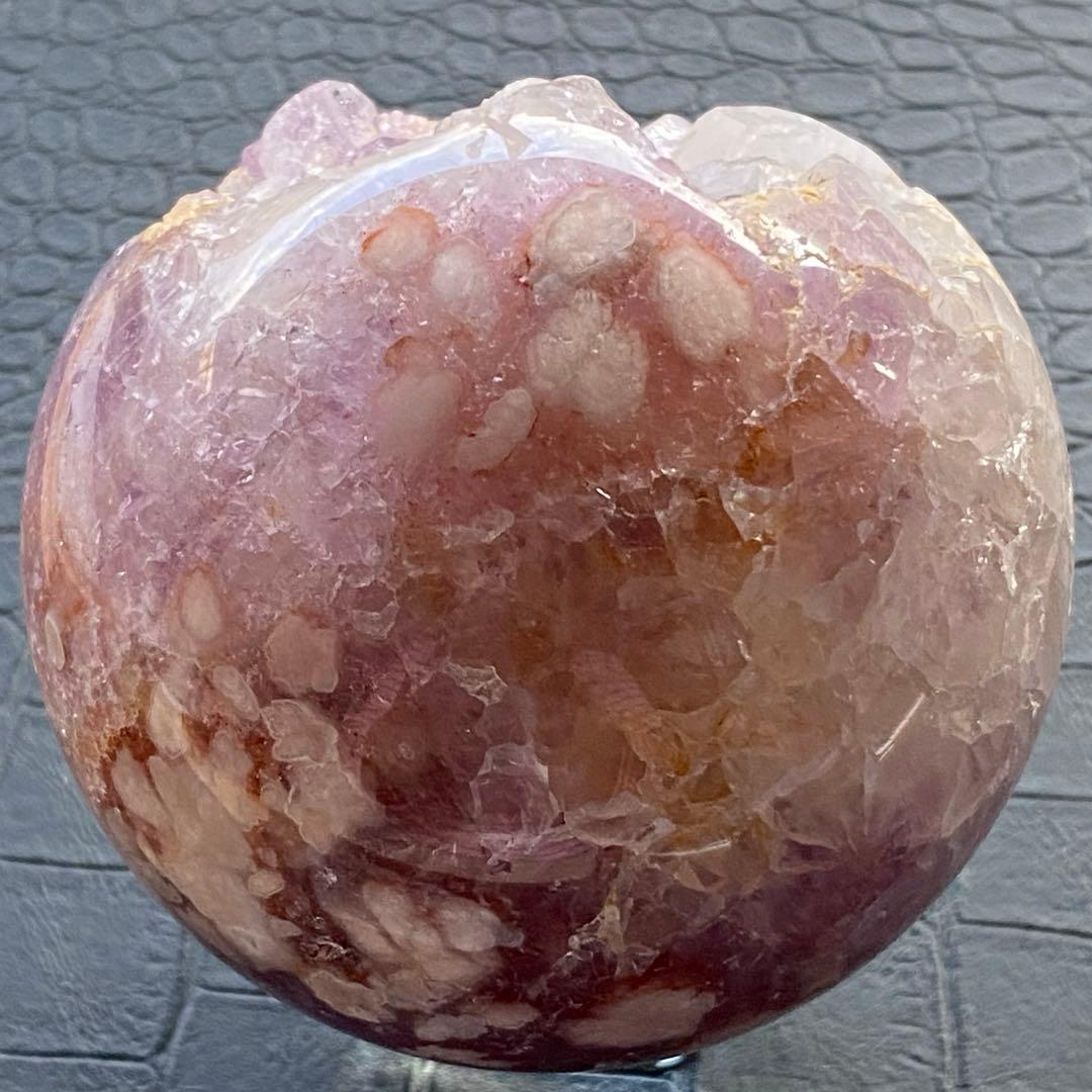美しいパープルピンク❣️\"ピンクアメジスト&桜めのう\"の大玉73.5mmスフィア❣️