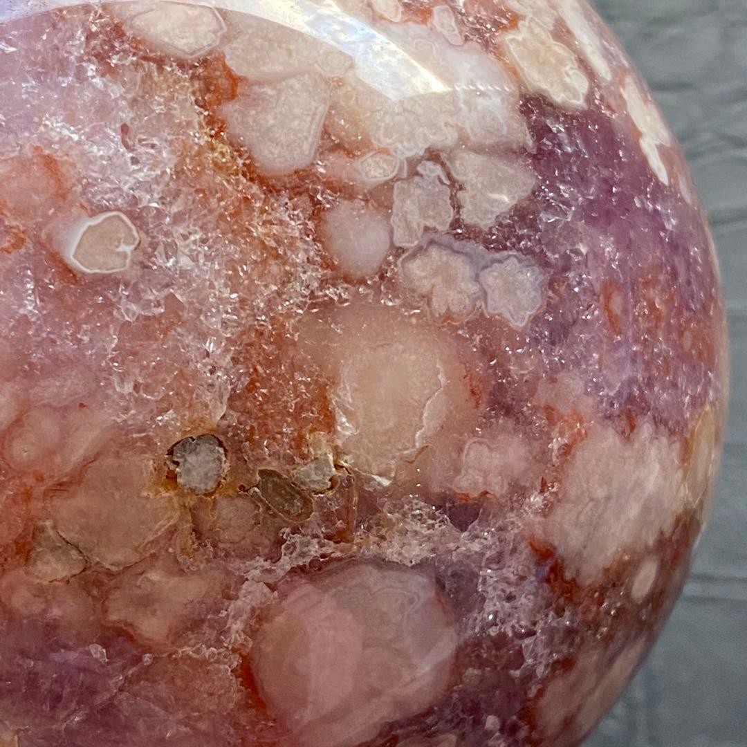 美しいパープルピンク❣️\"ピンクアメジスト&桜めのう\"の大玉73.5mmスフィア❣️