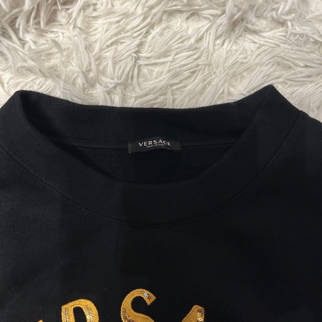 希少サイズ品✨ VERSACE ヴェルサーチ ゴールド刺繍 スウェット 黒 L