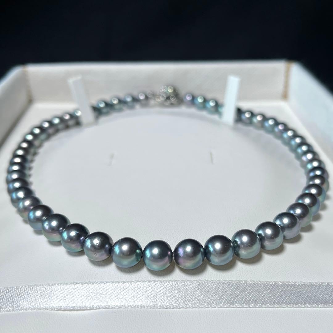 極美品 アコヤパール シルバーグリーン ネックレス 7.9〜8.3㎜ M469