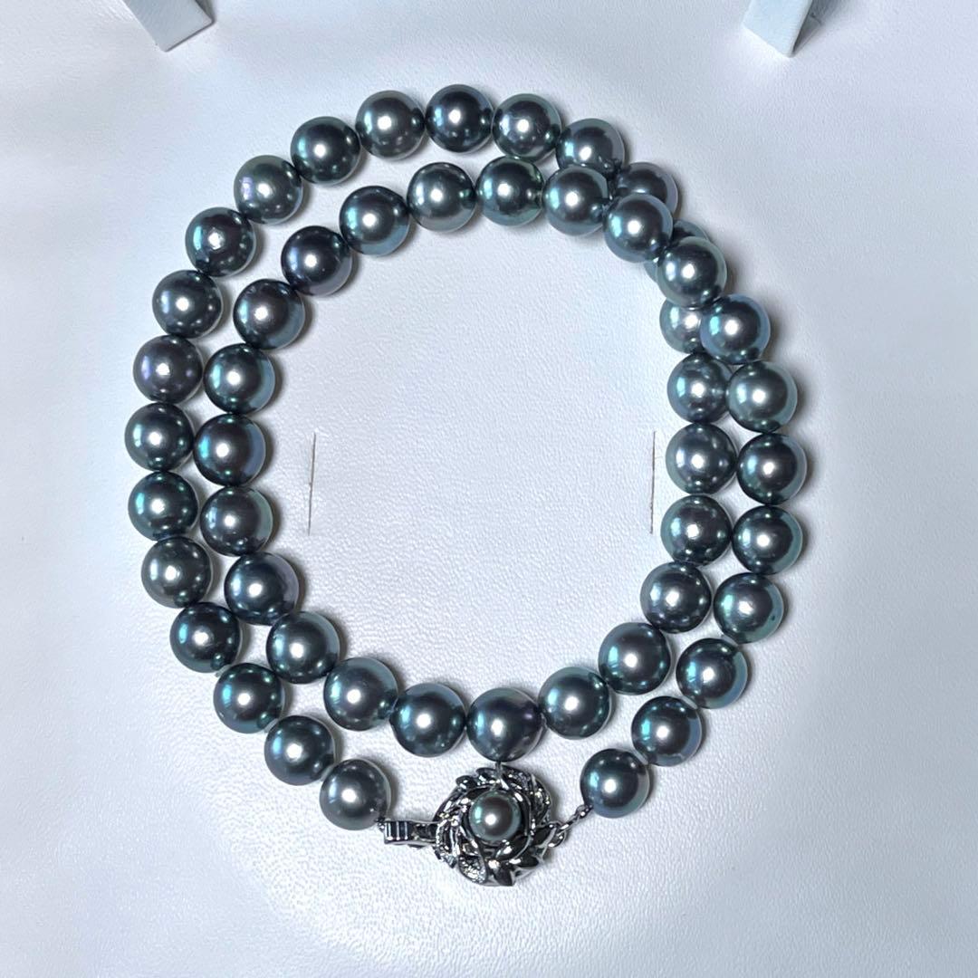 極美品 アコヤパール シルバーグリーン ネックレス 7.9〜8.3㎜ M469