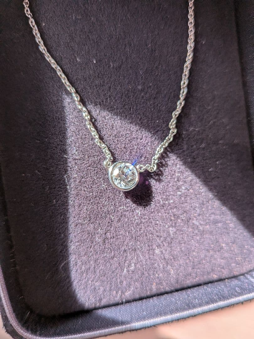 Polo様　極美品ティファニーバイザヤードネックレス0.38ct 鑑定書プラチナ