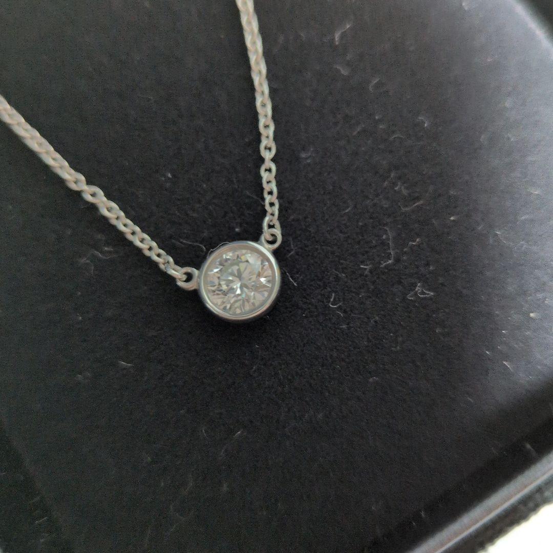 Polo様　極美品ティファニーバイザヤードネックレス0.38ct 鑑定書プラチナ