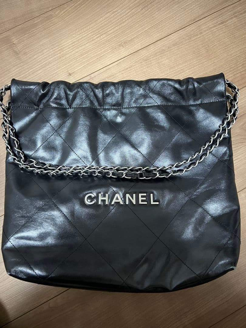 s*り様 CHANEL シャネル22 ショルダーバッグ 美品　ブラック