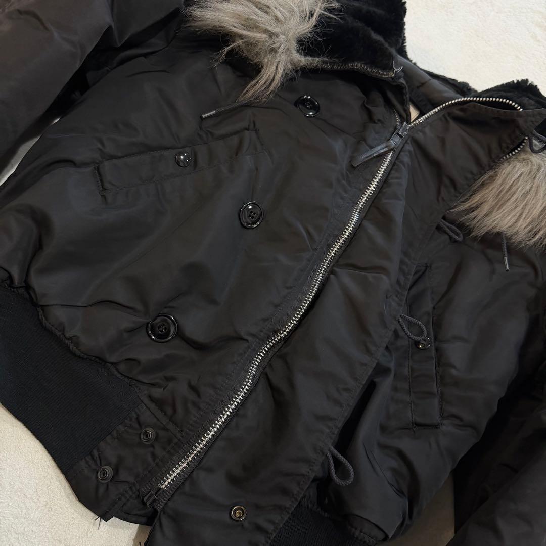 80s〜90s　アルファ　N-2B　USA製　短丈　Y2K　3本線タグ　黒　L