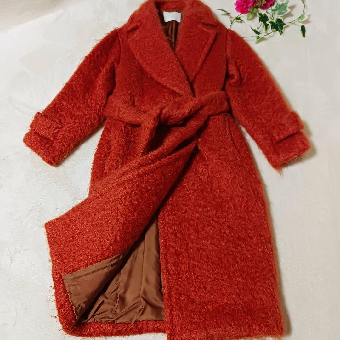 Rito オレンジ ボア モヘアシャギーコクーンコート　リト　ロングコート