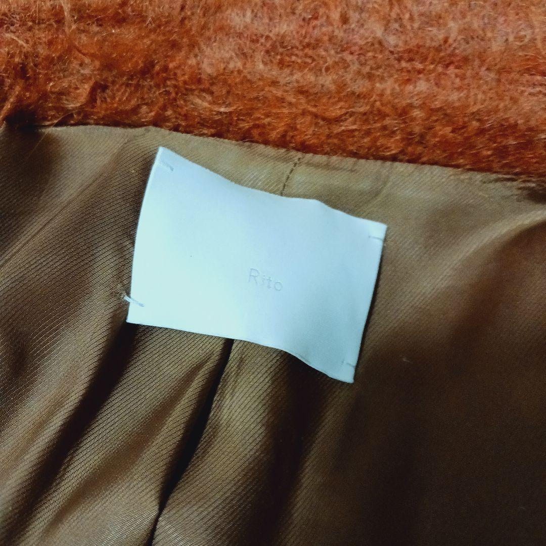 Rito オレンジ ボア モヘアシャギーコクーンコート　リト　ロングコート