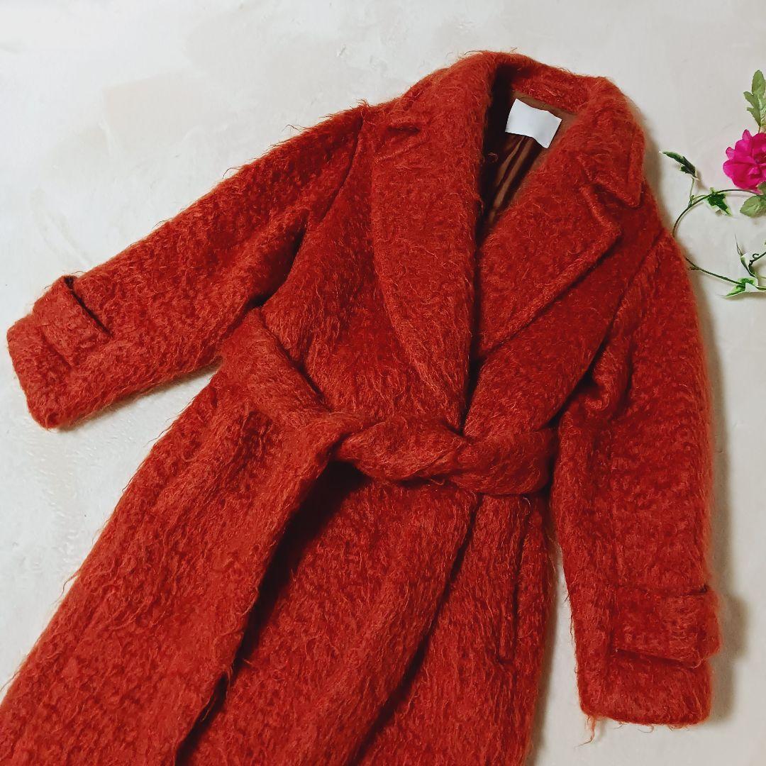 Rito オレンジ ボア モヘアシャギーコクーンコート　リト　ロングコート