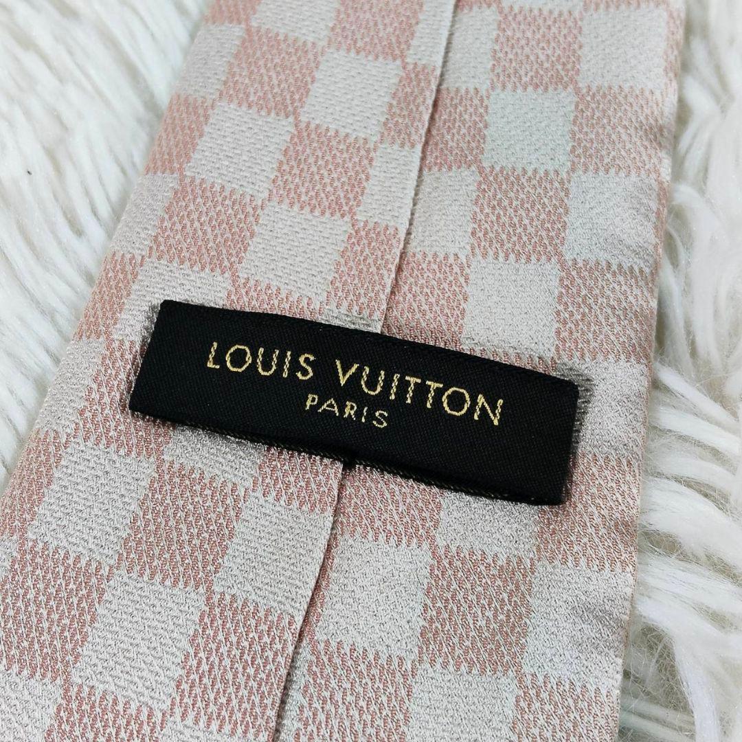 Louis Vuitton ルイヴィトン ダミエ総柄 シルクネクタイ ピンク