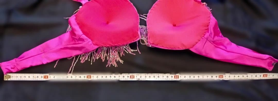 【新品Sale】エジプト製ネオンピンクビーズフリンジ ベリーダンス セットアップ