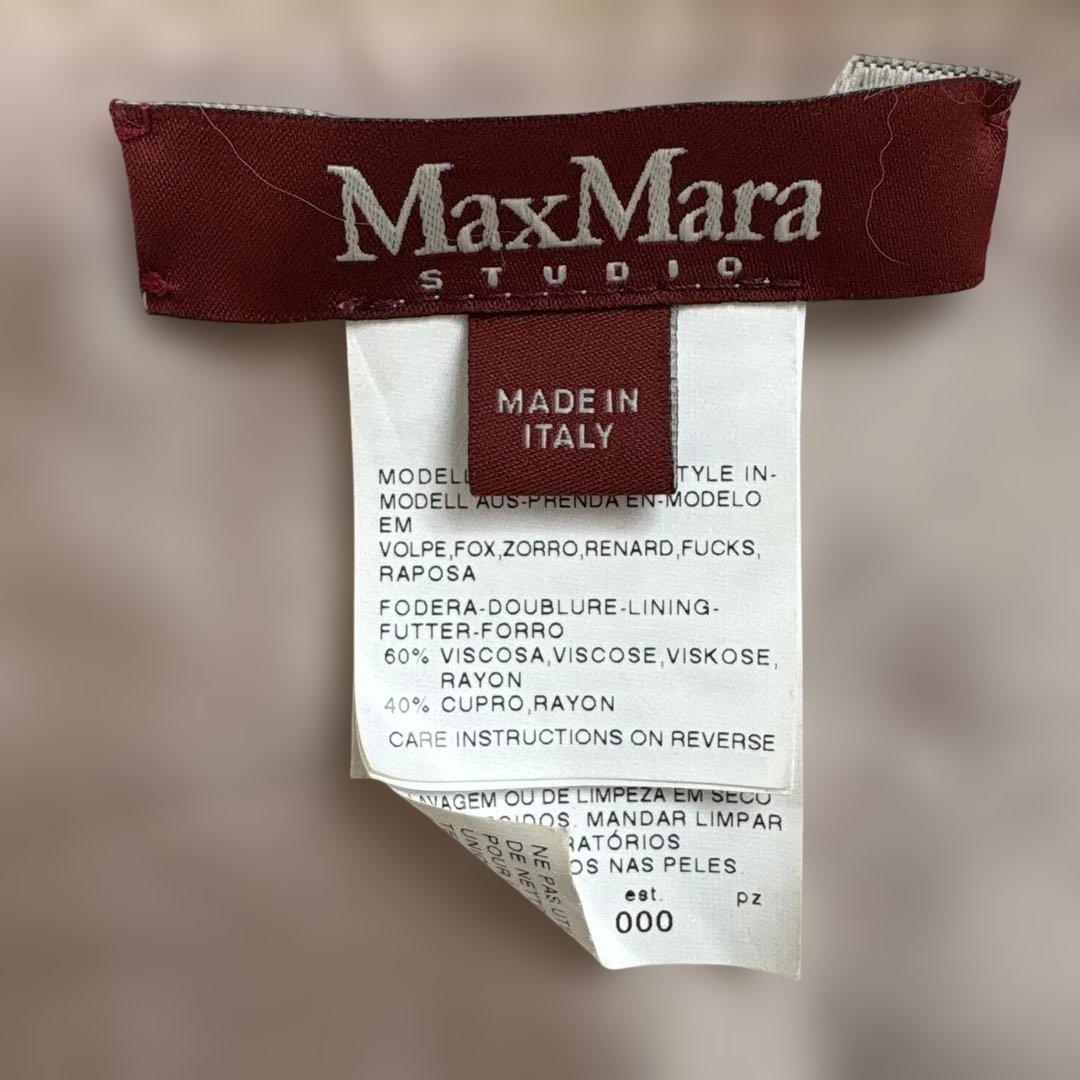 Max Maraマックスマーラ アイボリー ファー マフラー サテンリボン