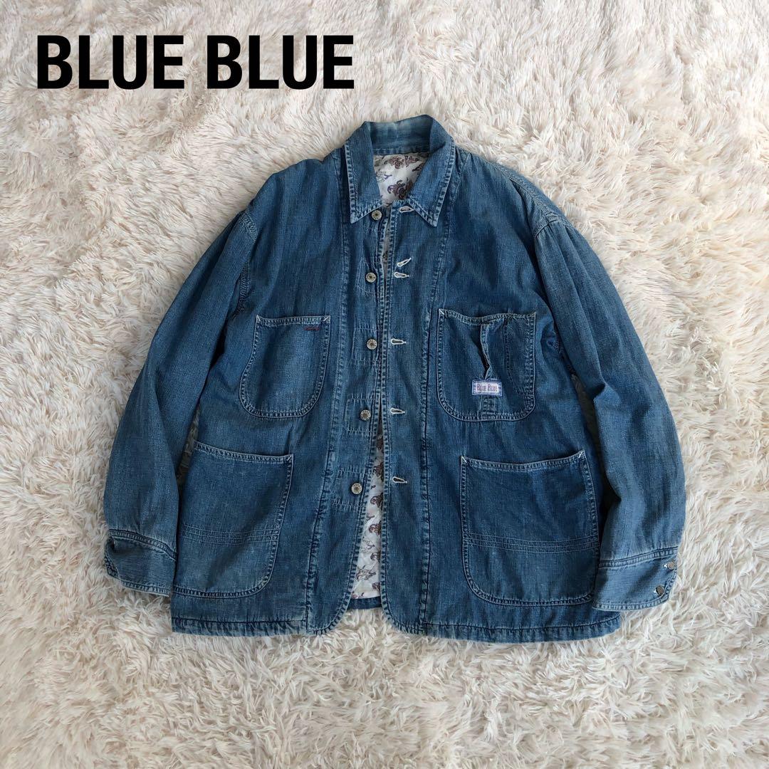 BLUE BLUEデニムカバーオール　裏キルティングデニムジャケットブルーブルー
