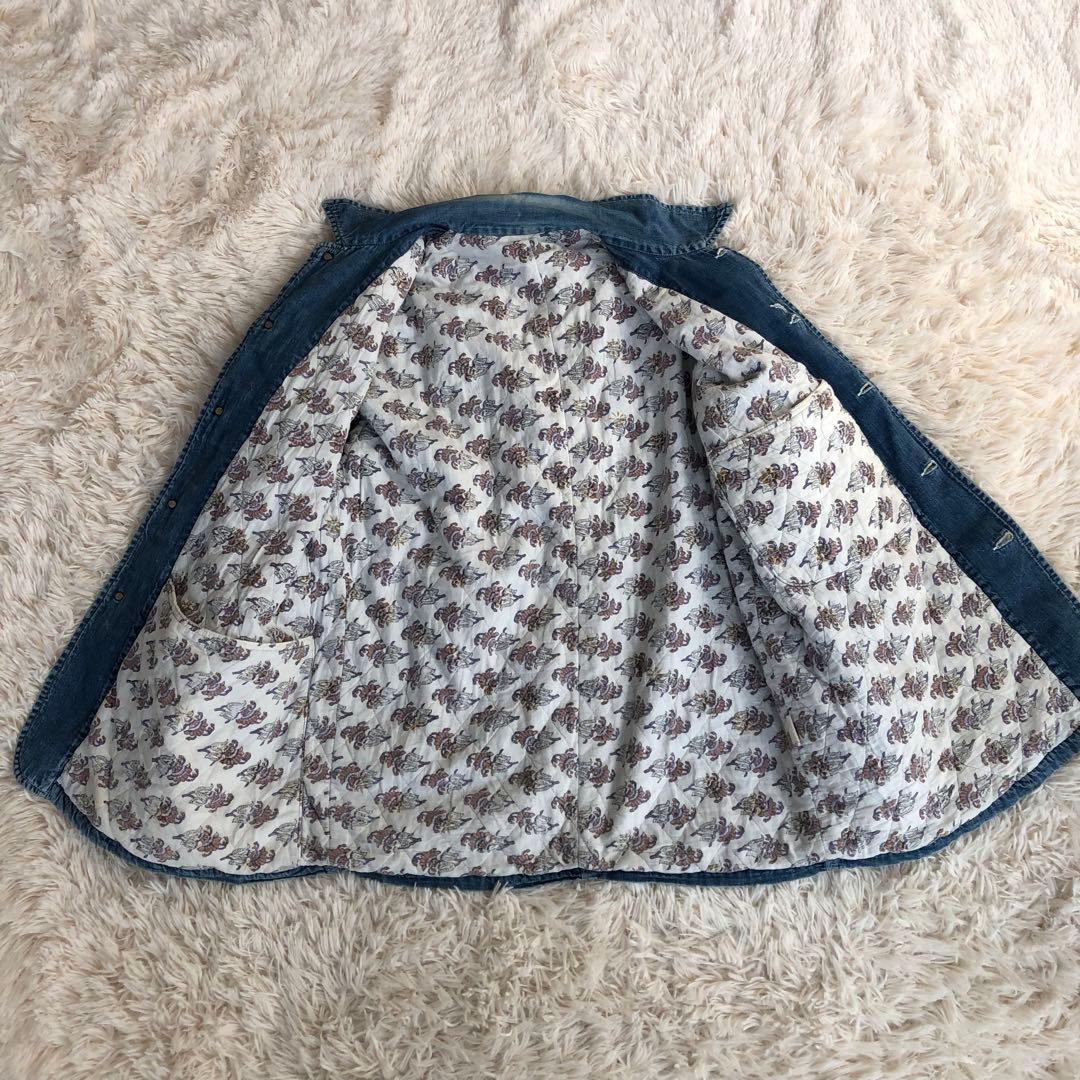 BLUE BLUEデニムカバーオール　裏キルティングデニムジャケットブルーブルー