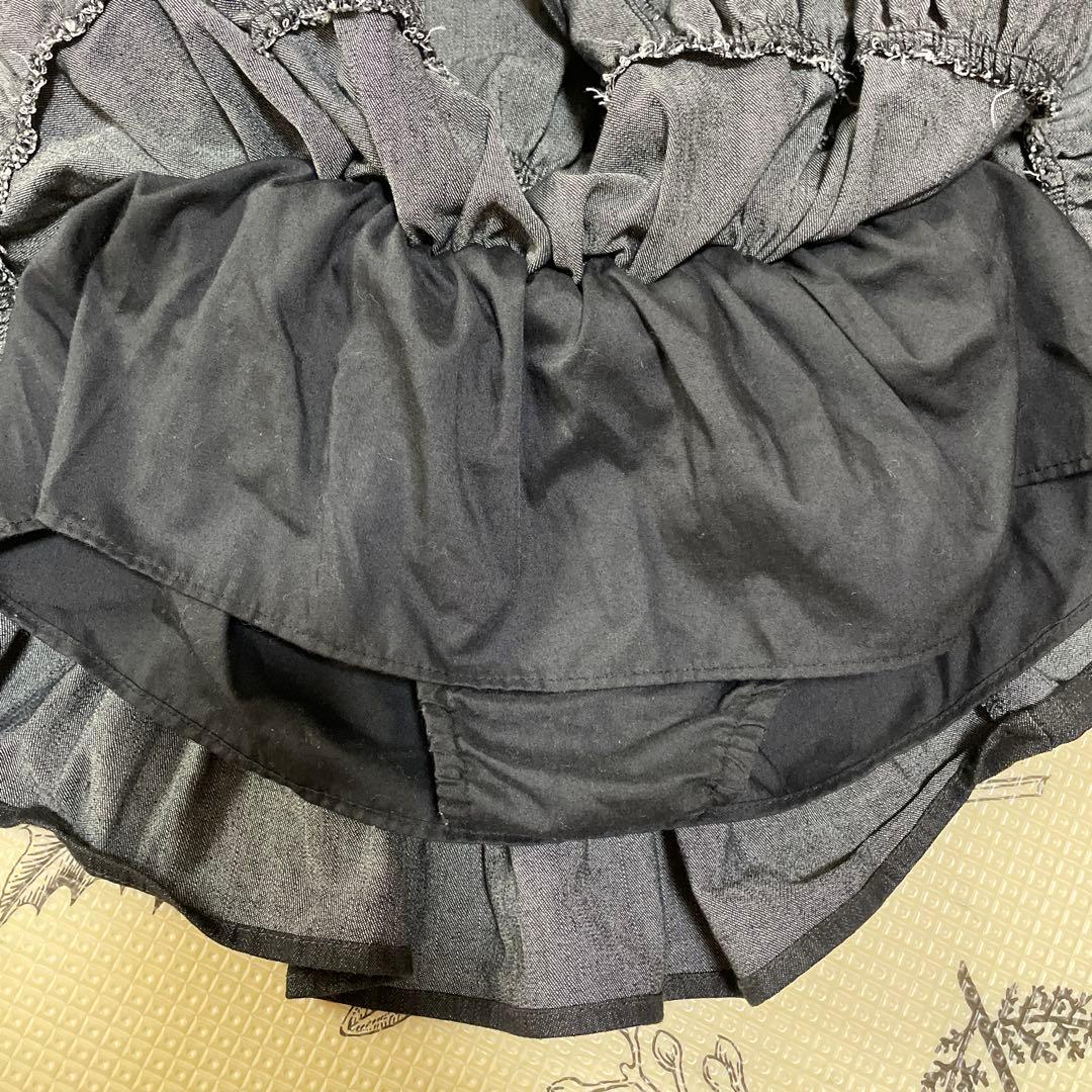 ボトムス wonny ribbon Black denim skirt S